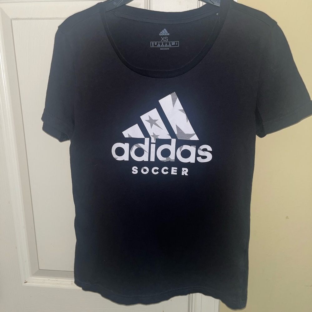 XS Adidas Black & White Soccer Tee
